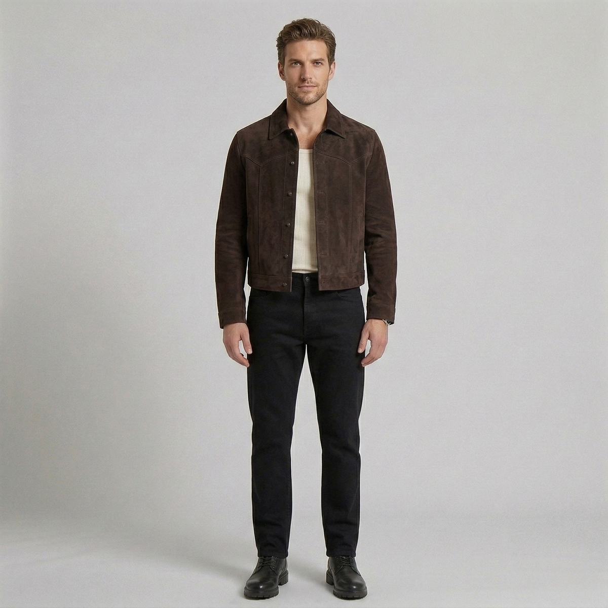 Men's Faux-Suede Overshirt Jacket