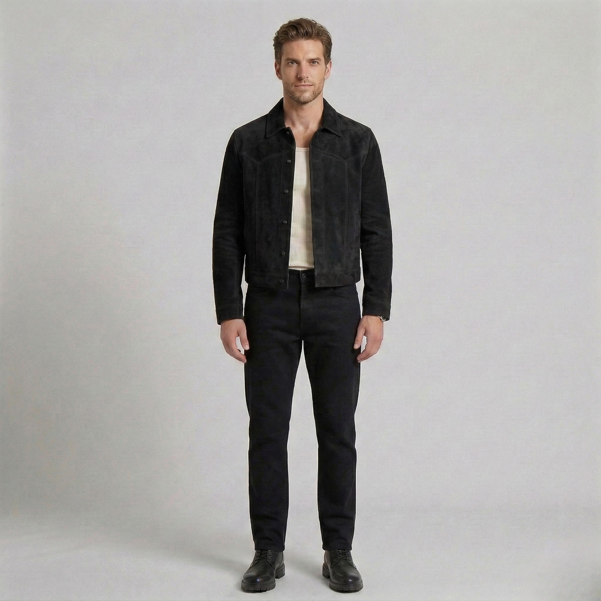 Men's Faux-Suede Overshirt Jacket