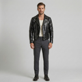 Men's High-Shine Faux-Leather Moto Jacket
