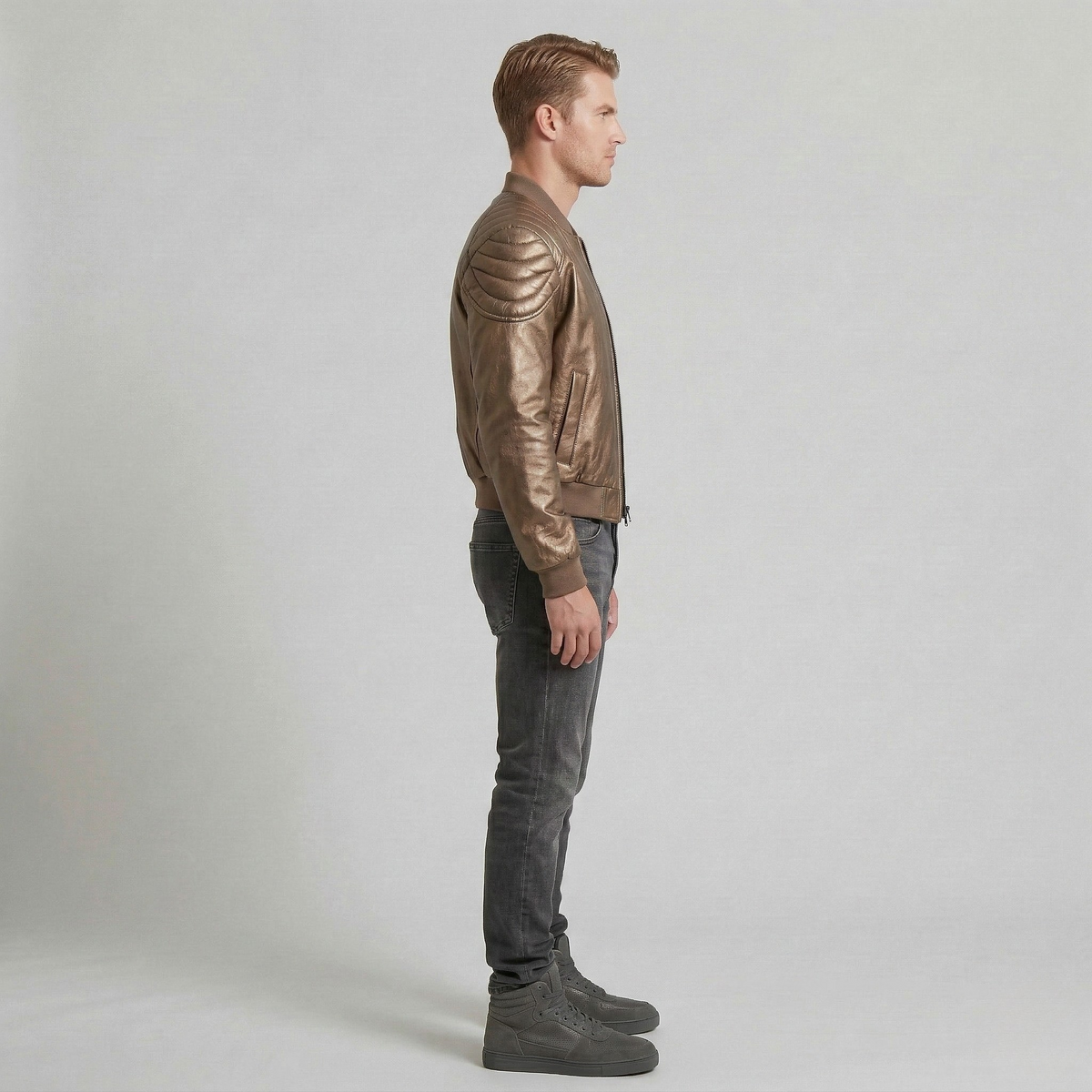 Men's Metallic Quilted Bomber