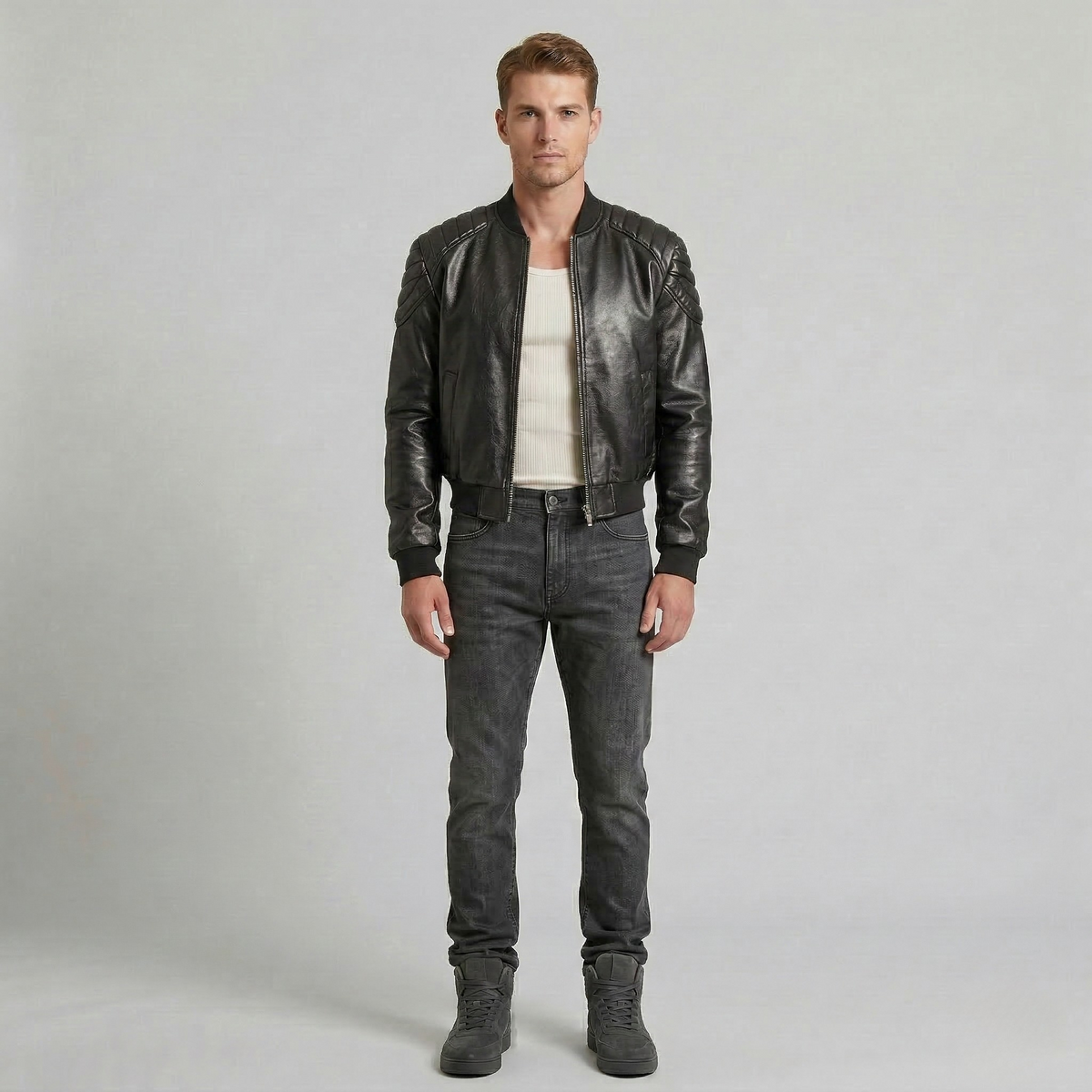 Men's Metallic Quilted Bomber