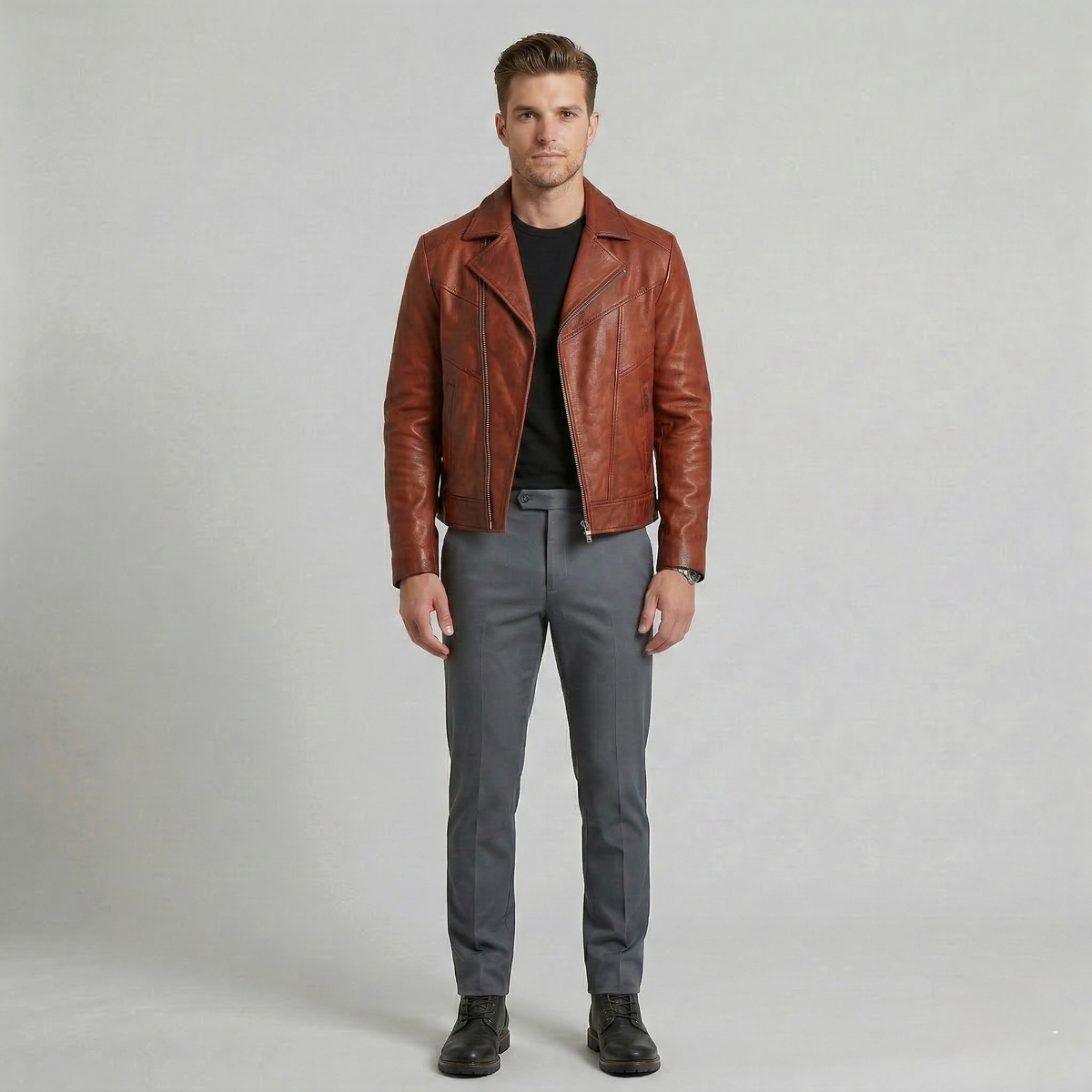 Men's Zip-Front Moto Jacket