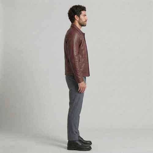 Men's Faux-Leather Shirt Jacket