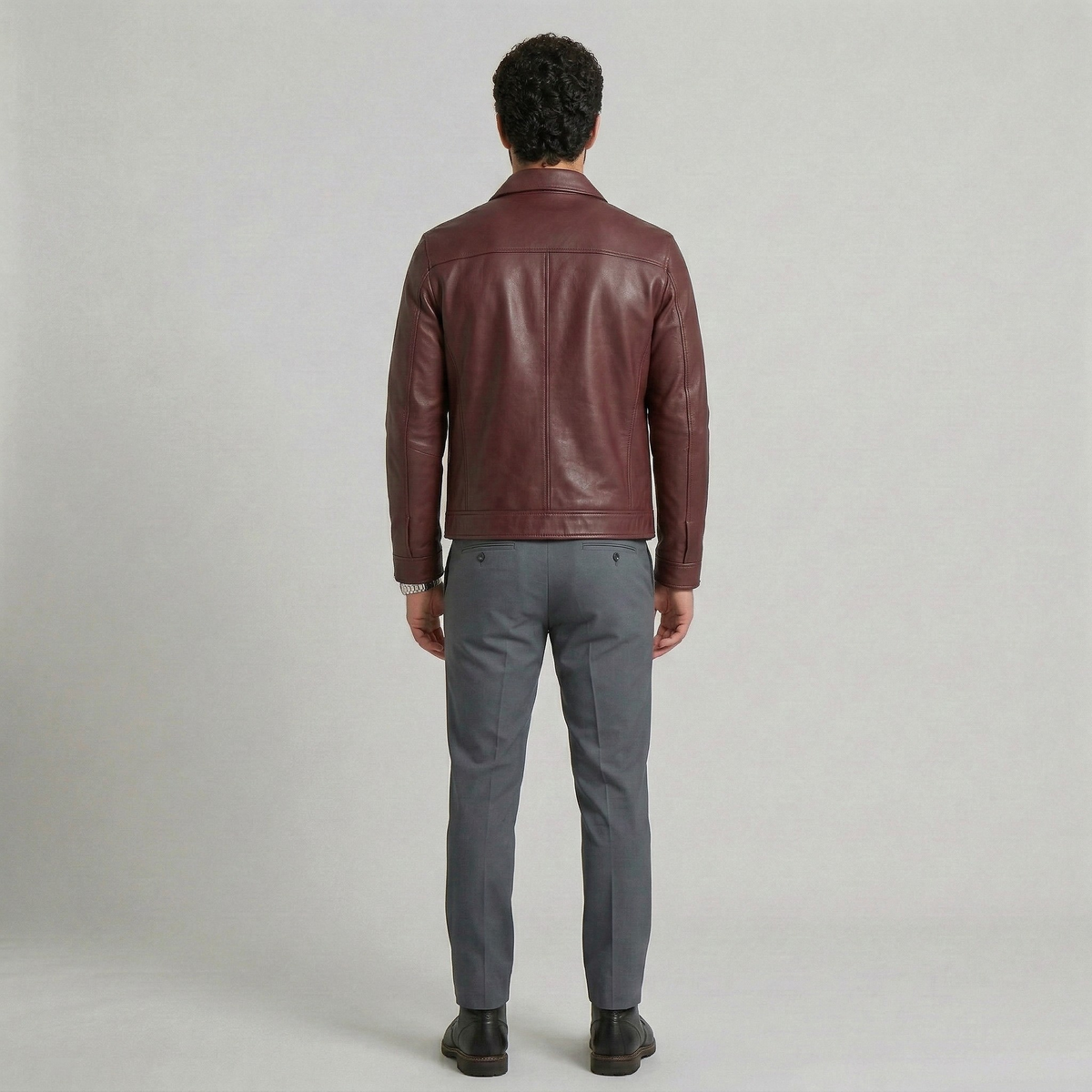 Men's Faux-Leather Shirt Jacket