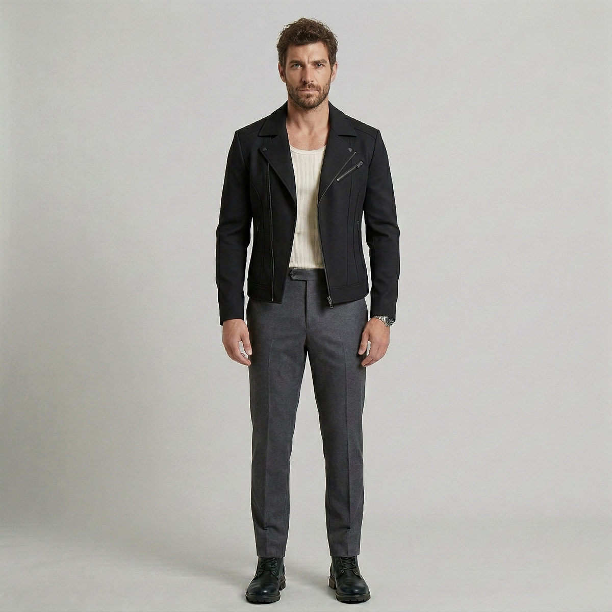 Men's Timeless Faux-Leather Moto Jacket