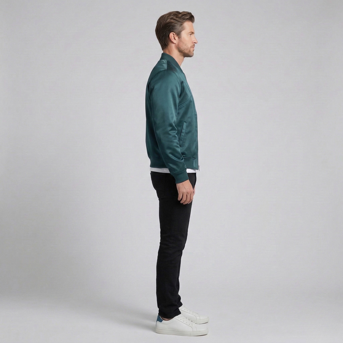 Men's Satin-Sheen Bomber Jacket