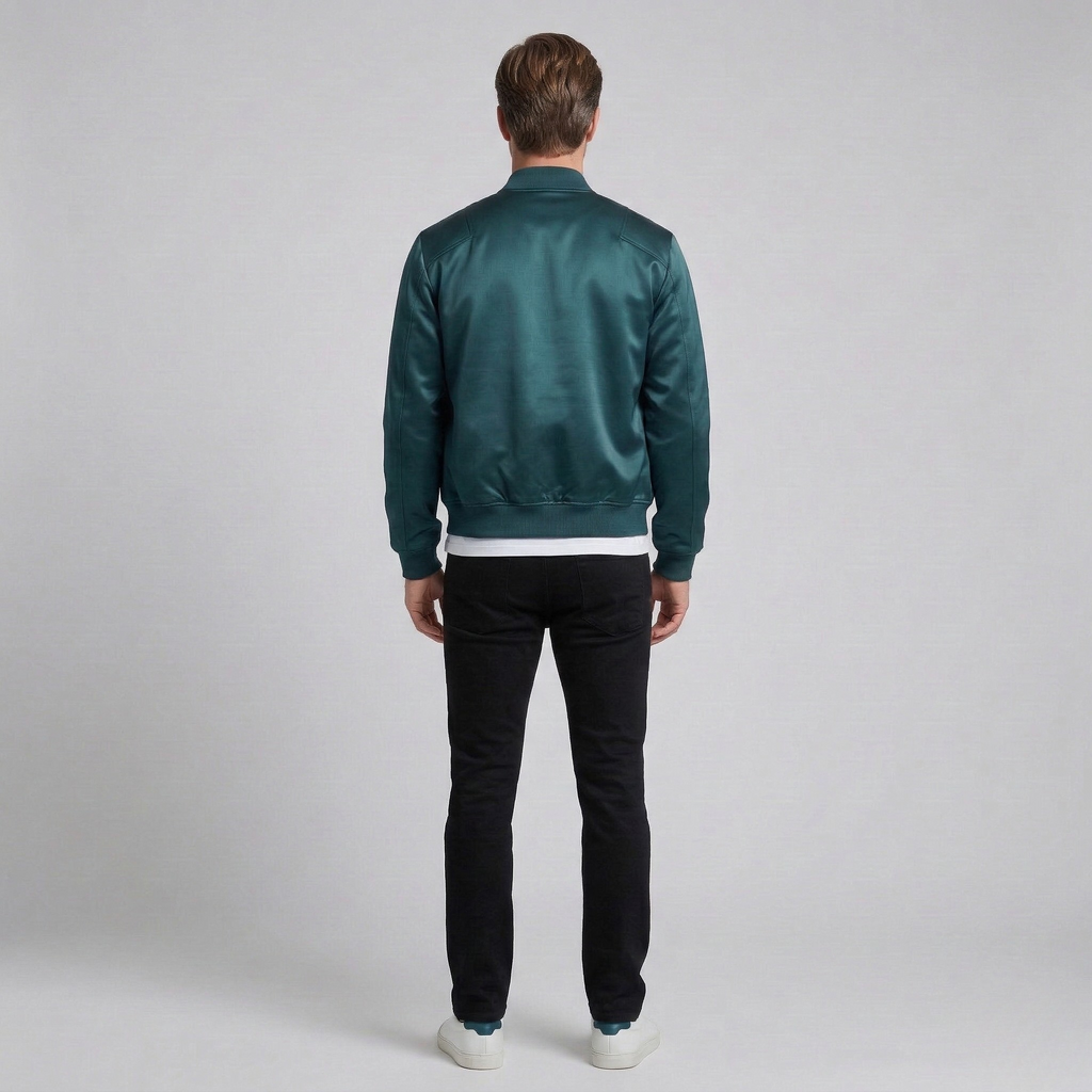 Men's Satin-Sheen Bomber Jacket