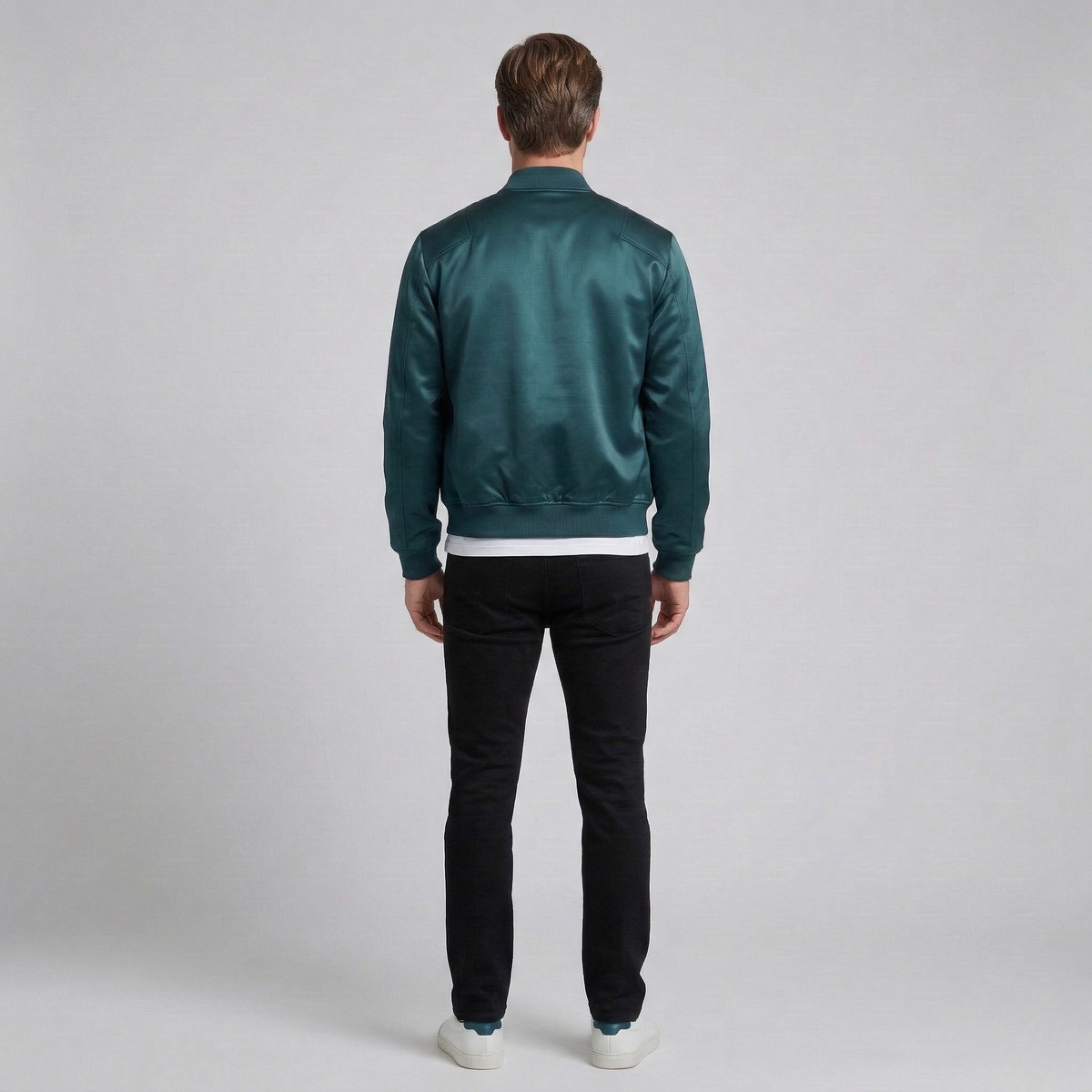Men's Satin-Sheen Bomber Jacket