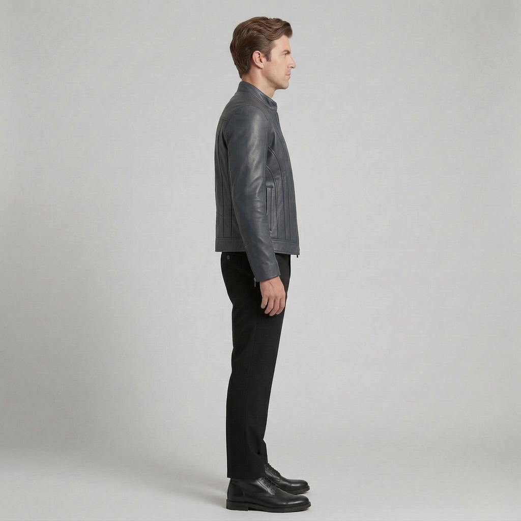 Men's Structured Faux-Leather Zip Jacket