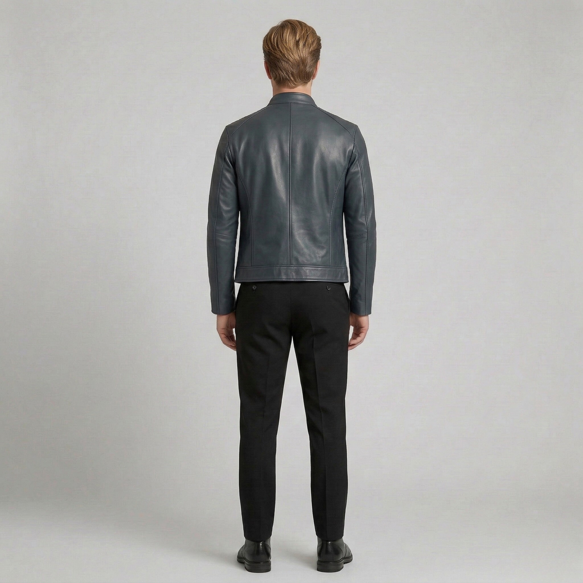 Men's Structured Faux-Leather Zip Jacket