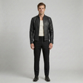 Men's Structured Faux-Leather Zip Jacket
