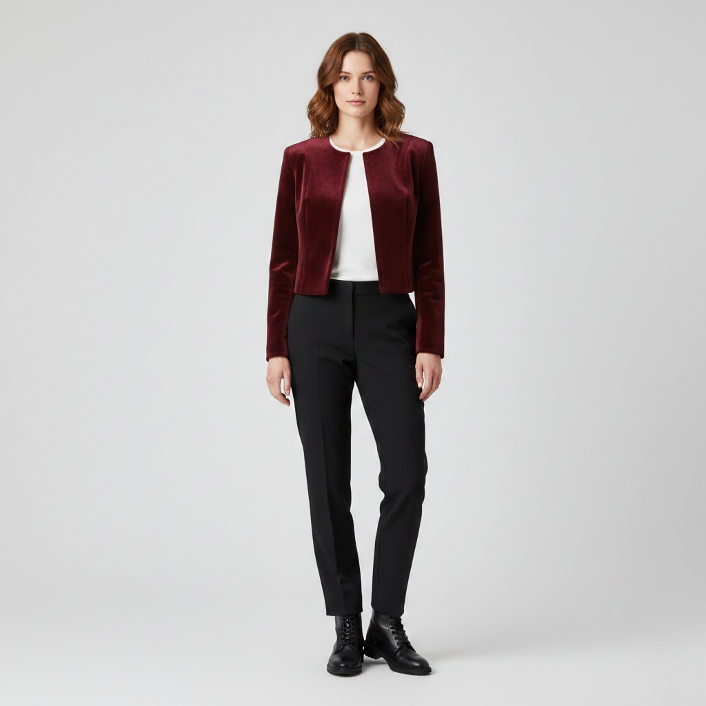 Women's Velvet-Touch Cropped Jacket