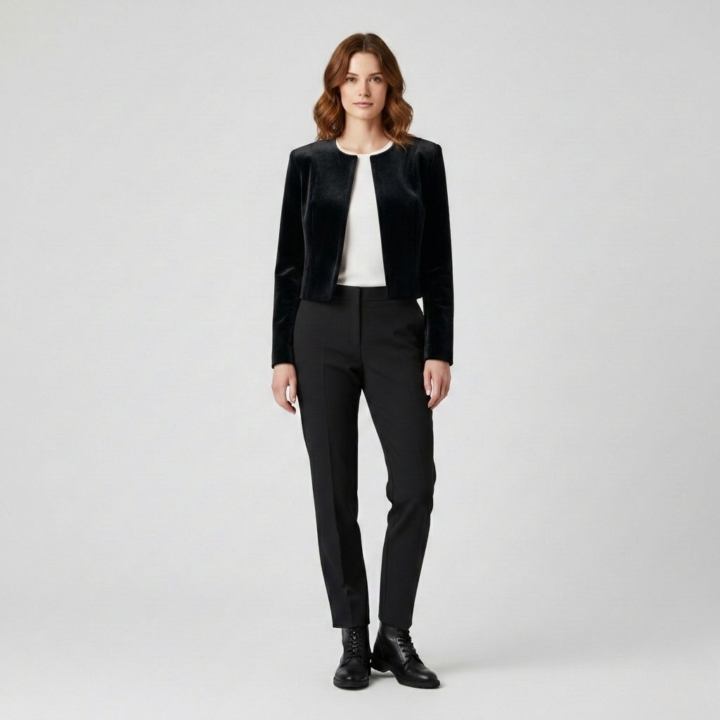 Women's Velvet-Touch Cropped Jacket