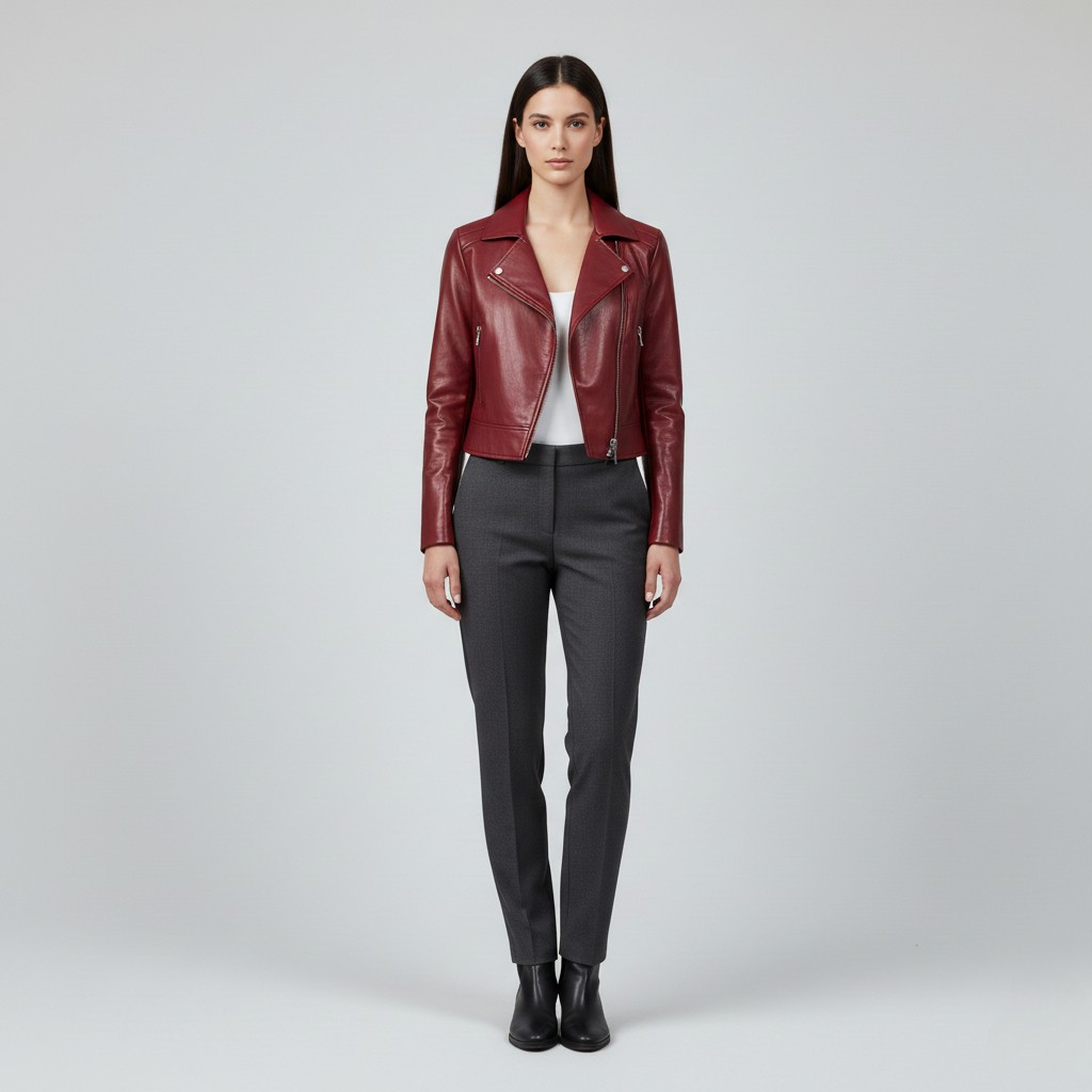 Women's Cropped Zip Moto Jacket