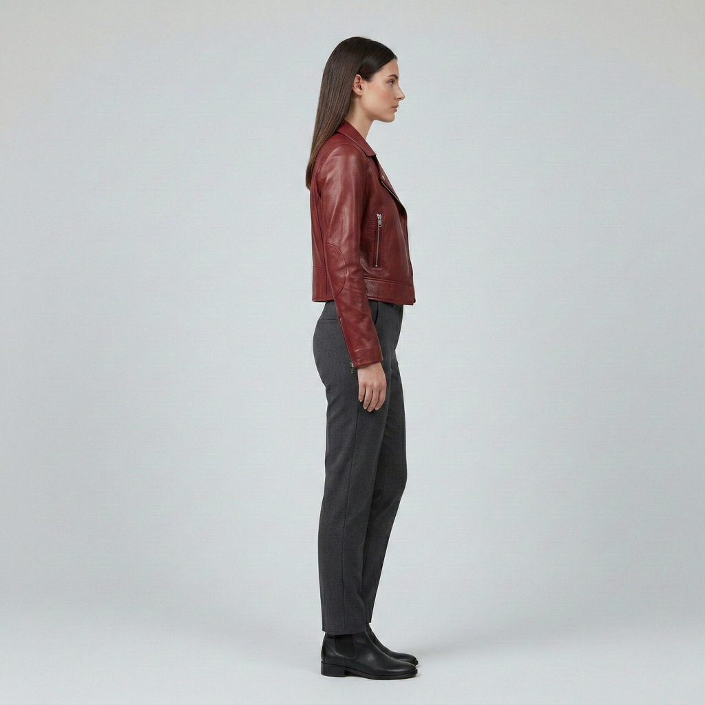 Women's Cropped Zip Moto Jacket