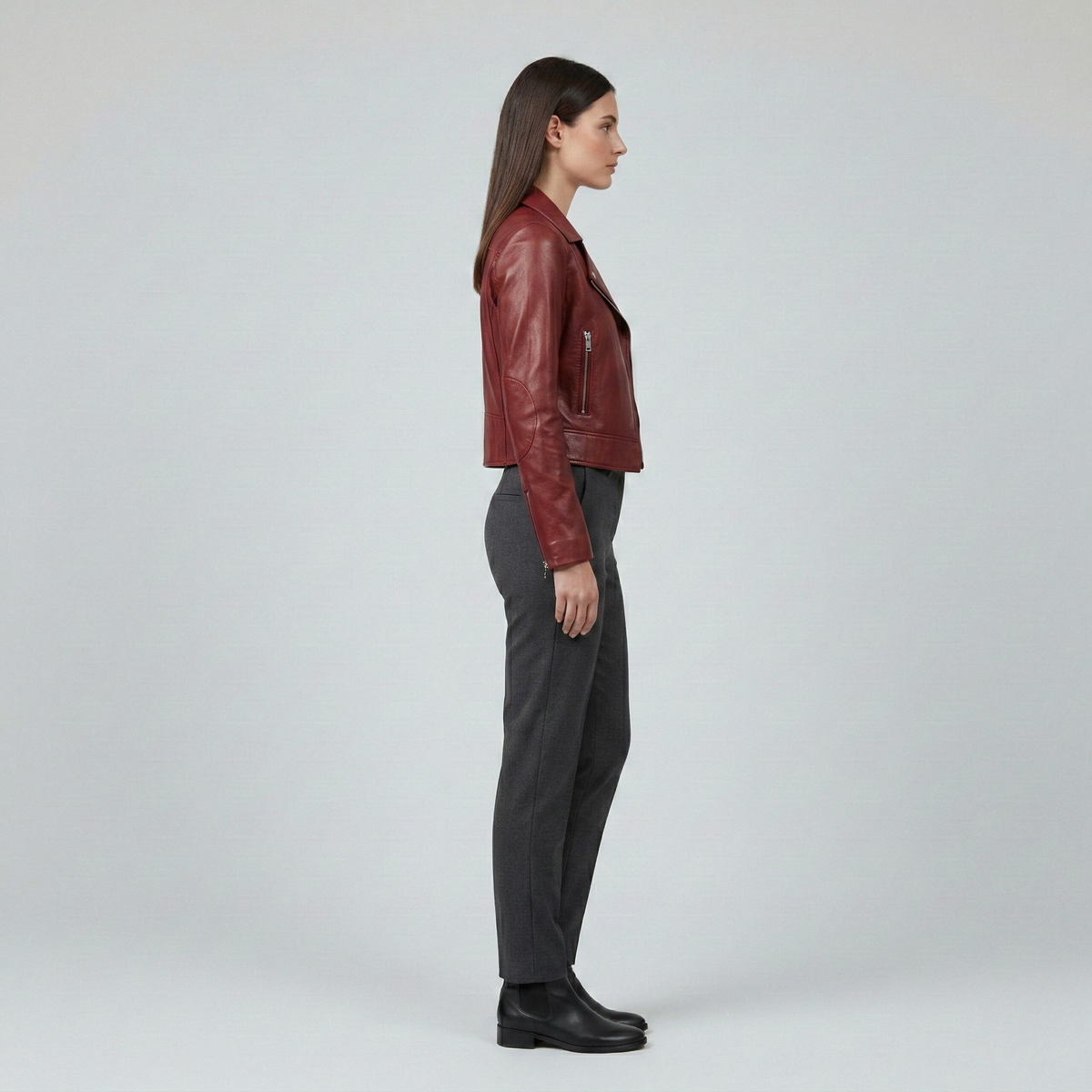 Women's Cropped Zip Moto Jacket