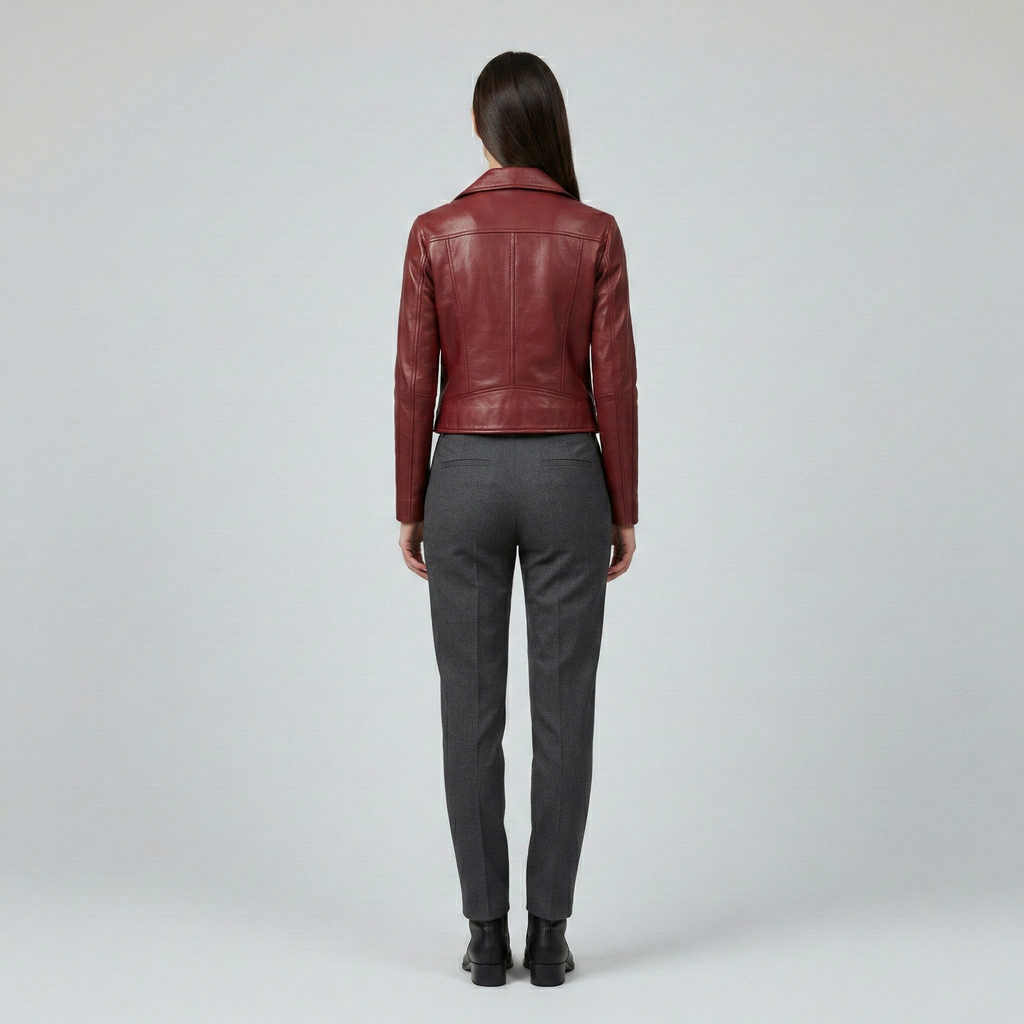 Women's Cropped Zip Moto Jacket