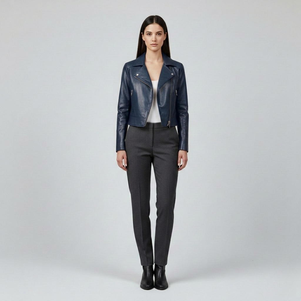 Women's Cropped Zip Moto Jacket