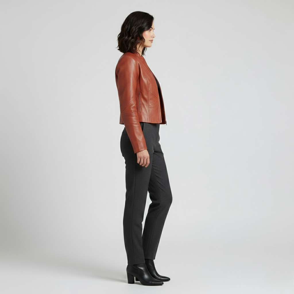 Women's Cropped Coated Faux-Leather Jacket