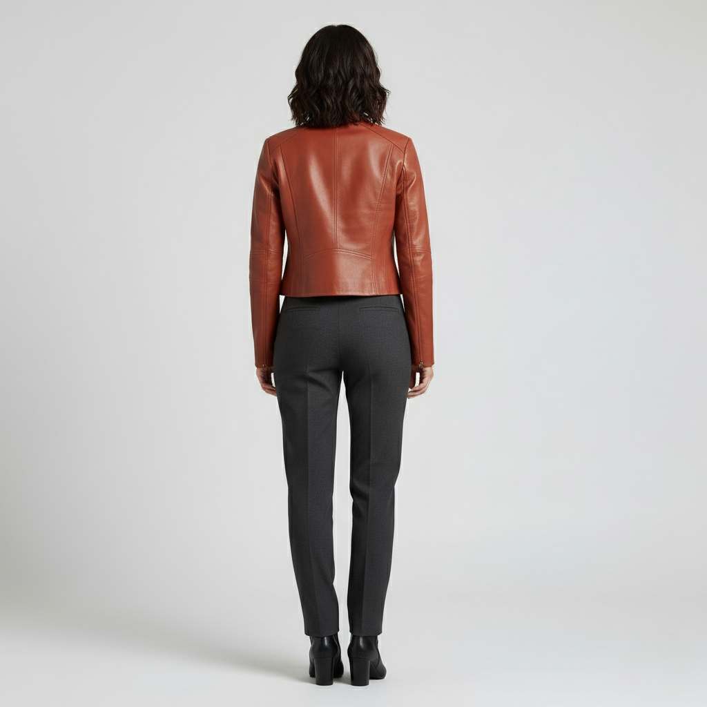 Women's Cropped Coated Faux-Leather Jacket