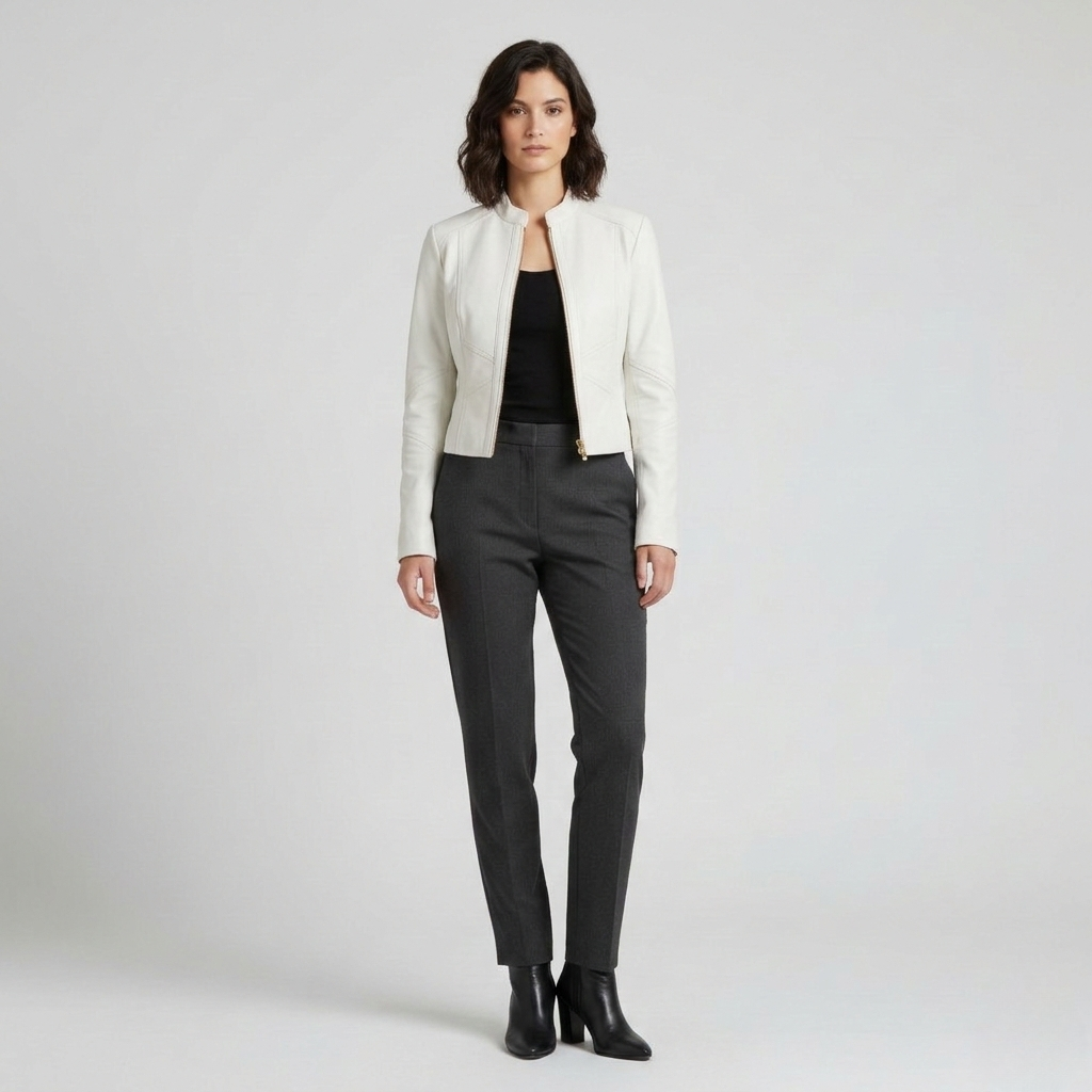 Women's Cropped Coated Faux-Leather Jacket